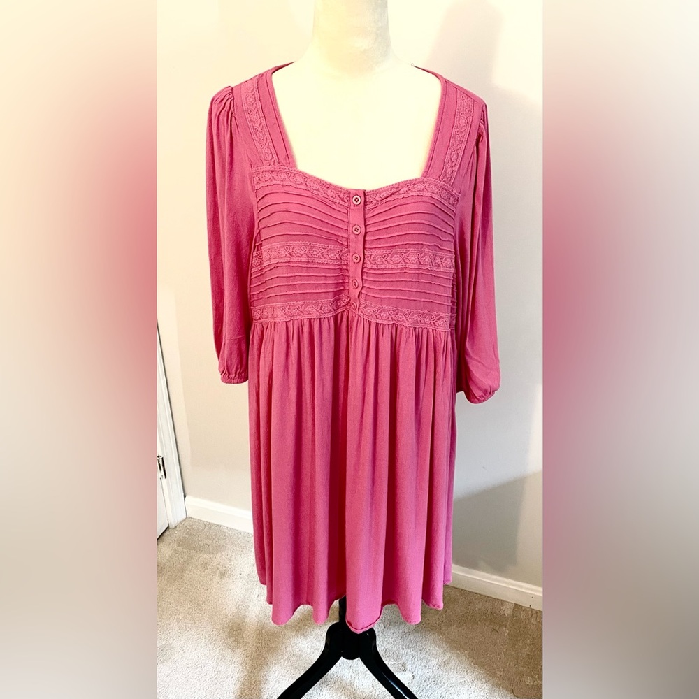 Torrid Rayon Slub Pink Mini Dress Size 1 (14/16)